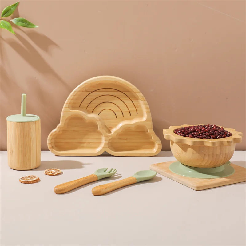 Kit de alimentação infantil de bambu